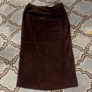 Vintage Valerie Stevens Brown Leather Maxi Skirt  Size 14